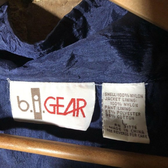 Vintage 90s BI Gear Nylon Shell Windbreaker Navy w Gold Royal Motif L EUC!! - Picture 8 of 9
